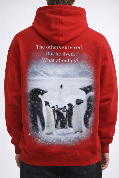 Tiny and Co 100% Cotton Unisex Nihilist Penguin - Lonely Penguin Printed Hood...