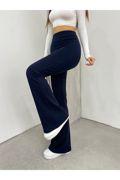 PınarYalçıner Kadın Lacivert Esnek Likralı Yüksek Bel İç Göstermez Krep Topar...