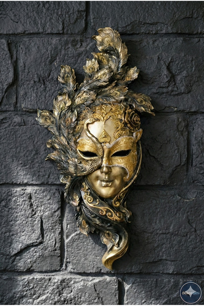 Dekoromi Dekoratif Soyut Kadın Maske Pano Duvar Heykel Hediyelik ve Ev Dekora...