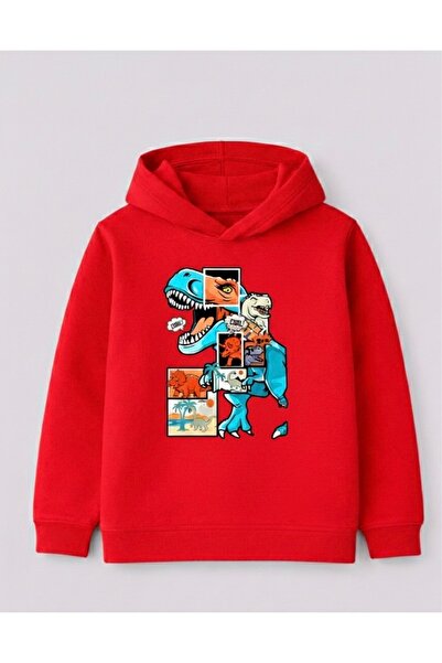 Tiny and Co سويت شيرت بقلنسوة للأطفال مطبوع عليه تي ريكس مصنوع من القطن بنسبة...