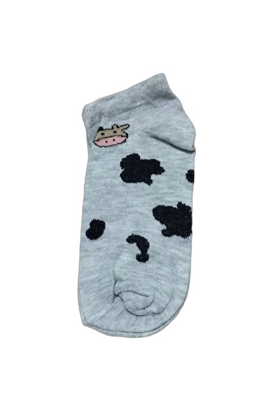 EfemİcGiyim Cow-Paw Patterned Gray 12 Pairs of Booties Socks