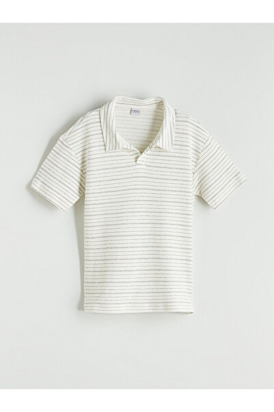 LC Waikiki Μπλουζάκι για αγόρι με ριγέ γιακά πόλο