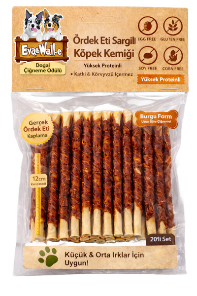 Eva & Wall-e Ördek Sargılı Beyaz Sığır Derisi Burgu Köpek Ödülü Tahılsız Doğa...