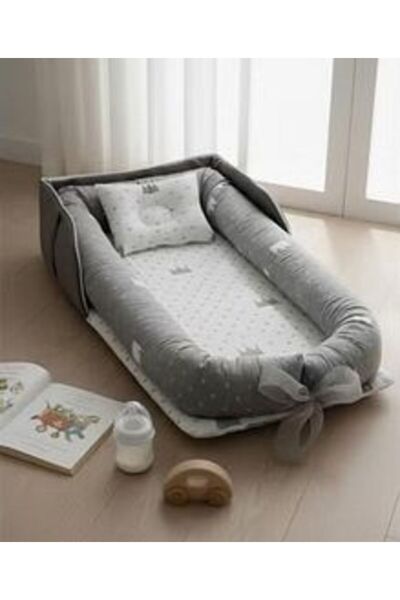 Fun Moment Portable Baby Bed (85 × 45 × 12 cm) - Gray