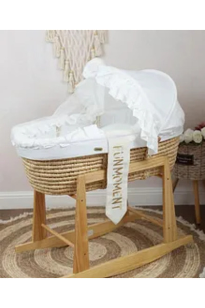 Fun Moment Moses Basket with Rocking Base - White