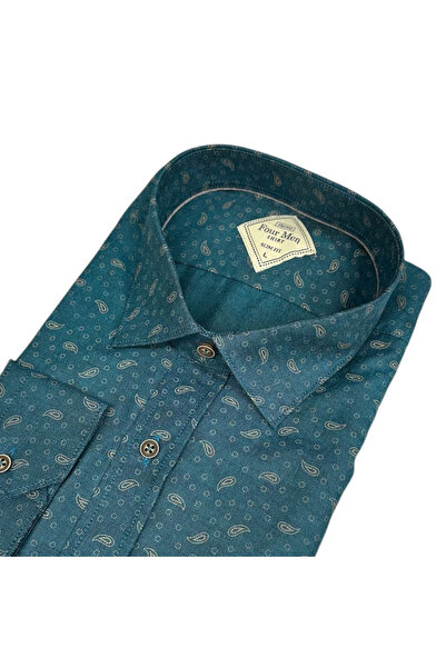 EREN STYLE Slim Fit Cotton Long Sleeve Pocketless Sports Shirt (Slim Fit Model)