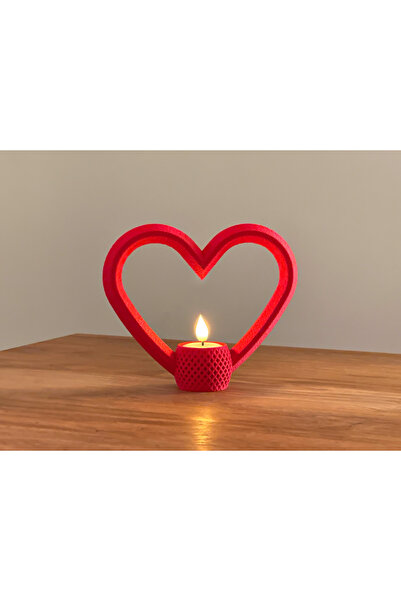 Silva Co Kalp Şeklinde Tealight Mumluk – Romantik Masa Dekoru + Hediye Led Mum