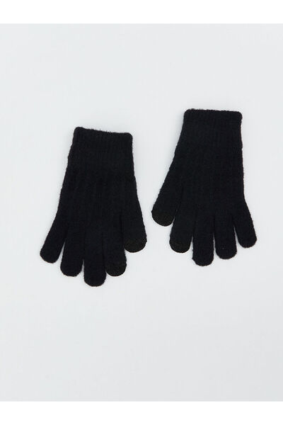 LC Waikiki Lcw Accessories Black Knitwear Plain Women's Gloves with Nevavm Di...