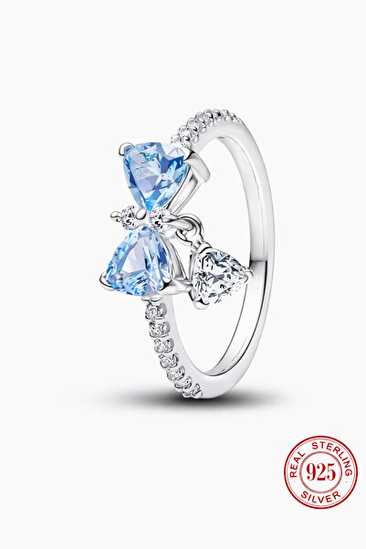 Lovecharm S925 Mavi Taşlı Yaylı Yüzük