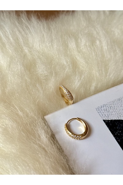 YOUES JEWELRY 316l 14 K ALTIN RENK Çelik CM VİP SERİ MİNİ HALKA KÜPE Lüx Renk...