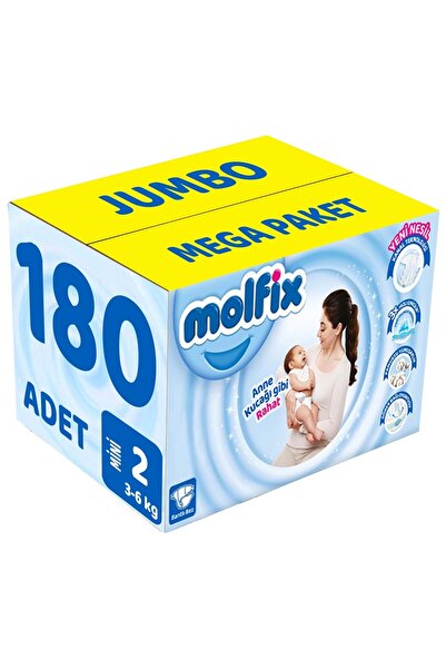 Molfix Baby Diaper Size:2 (3-6kg) Mini 180 Pieces Jumbo Mega Pk