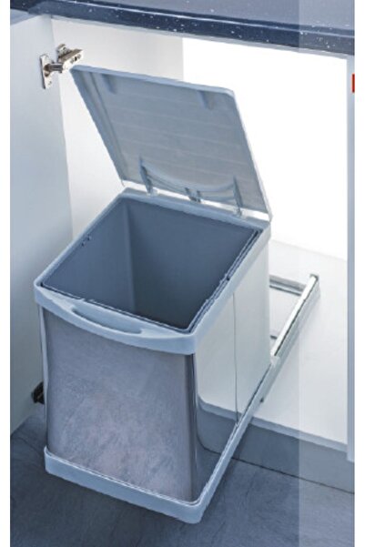 Saatistan Pratik Dolap İçi Raylı Çöp Kovası, Paslanmaz Krom, 12 Lt