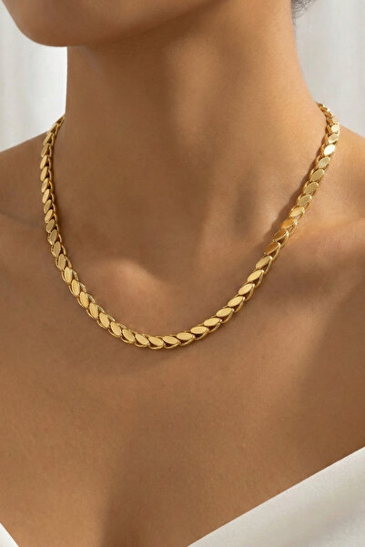 Volenta Shop Kuyum Model Vip Gold Color Barley Model Necklace 60+5 cm