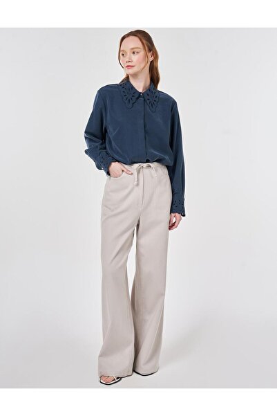 KYR Lace-Up Denim Trousers Light Gray