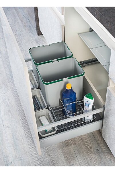 Saatistan Pratik Çekmece İçi Otomatik Kapaklı Çöp ve Deterjan Düzeni