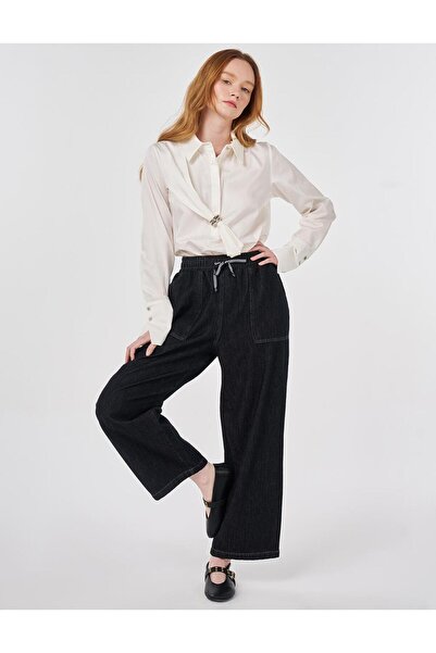 Kayra Denim Trousers with Pocket Bag, Anthracite