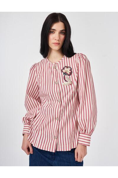 KYR Shiny Buttoned Cotton Tunic Ruby