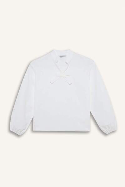 DeFacto Κανονική εφαρμογή Ποπλίνα Μακρυμάνικη Μπλούζα για Κορίτσια G7550A826SP