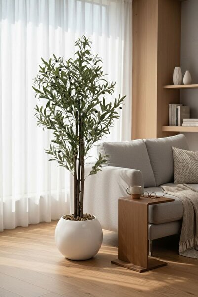 Casco An artificial olive tree, 150cm tall, in an elegant round pot.