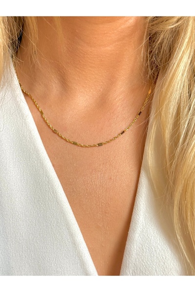 YOUES JEWELRY 316l 45 cm Kolye 14 K ALTIN RENK Çelik CM VİP SERİ Lüx Renk Gol...