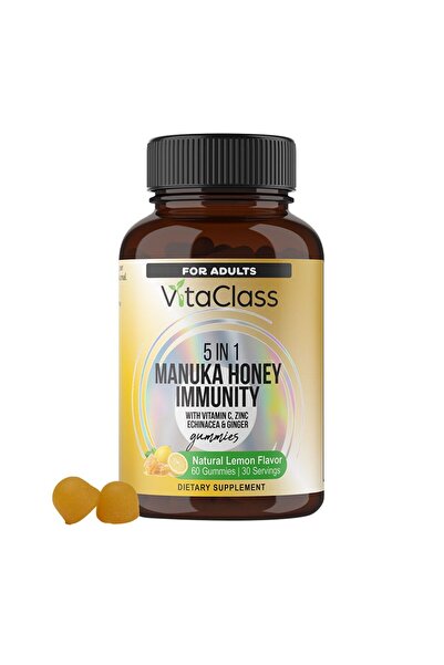 VitaClass 5 in 1 Manuka Honey Immunity Adults Natural Lemon Gummies, 60 Pieces