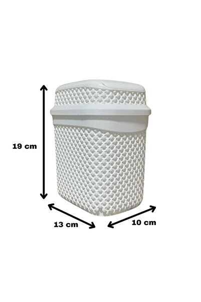 Kapaklı Çok Amaçlı Organizer Kutu 2 Litre – Damla Desen Sallanır Kapak Krem