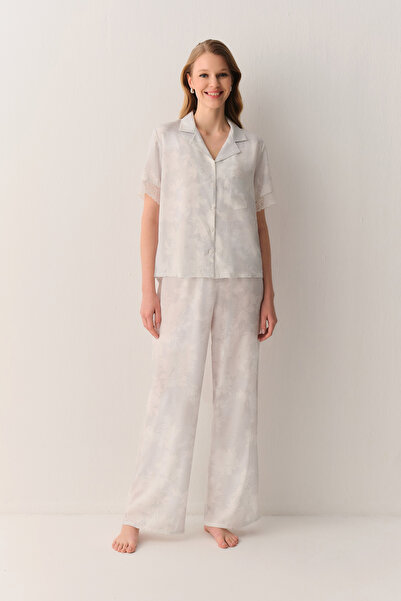 SUWEN Siamore Gömlek Yaka Pijama Takımı