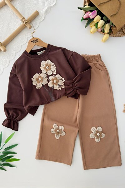 Minigimin Cicileri Set de 2 piese pentru fetițe, cu detalii florale tricotate...