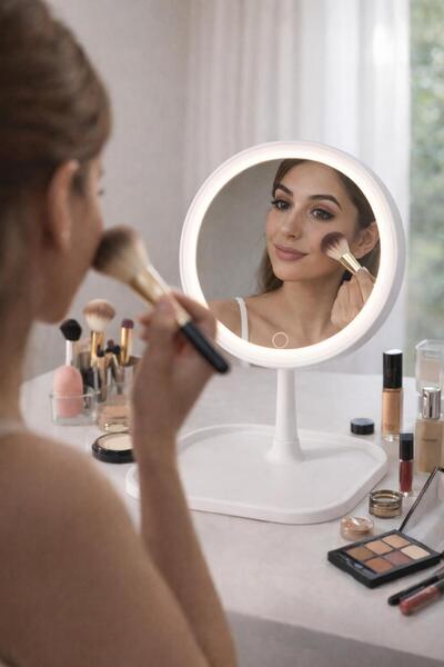 madewithlove Şarjlı LED Işıklı Masa Üstü Makyaj Aynası – Gün Işığı / Beyaz / ...