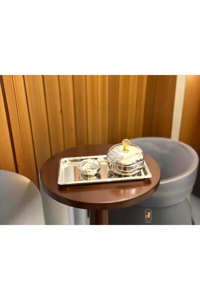 aljahwari Date serving set, two colors, nickel finish, medium size 13cm