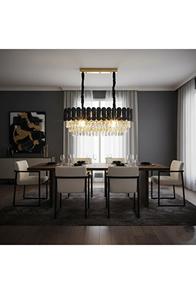 HAMER نجف كريستال بغطاء اسود مع ذهبي قطر 80 سم E14*15 – مناسبة للغرف الفاخرة ...