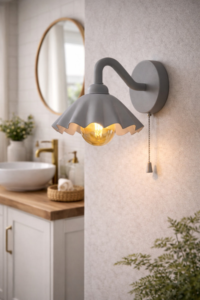 Limon 3D Desing Pleated Headboard Wall Sconce |   Chain Keyed |   Gray Color ...