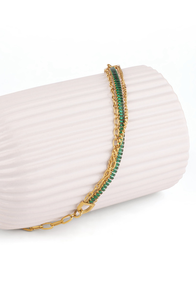 TAAHIRA Alice Green Baguette Chain Bracelet