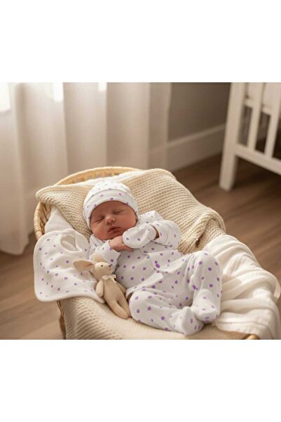 Leylababybutik 5'li %100 Pamuklu Kalpli Kız Bebek Hastane Çıkışı Seti / Bebek...
