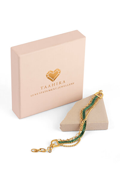 TAAHIRA Alice Green Baguette Chain Bracelet