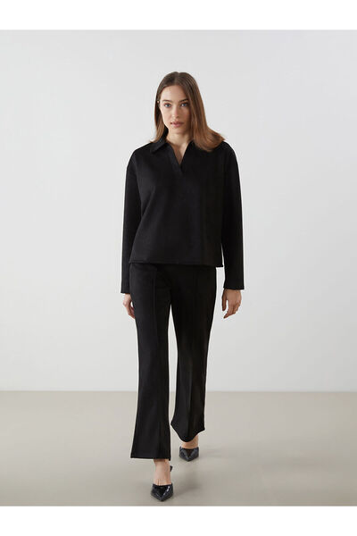 LC Waikiki Γυναικείο κολάν παντελόνι LCW Comfort μαύρο με ελαστική μέση, ίσιο...