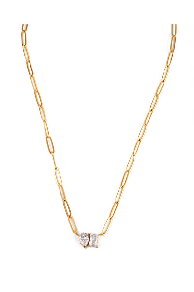 TAAHIRA Double Stone 18kt Gold Plated Necklace