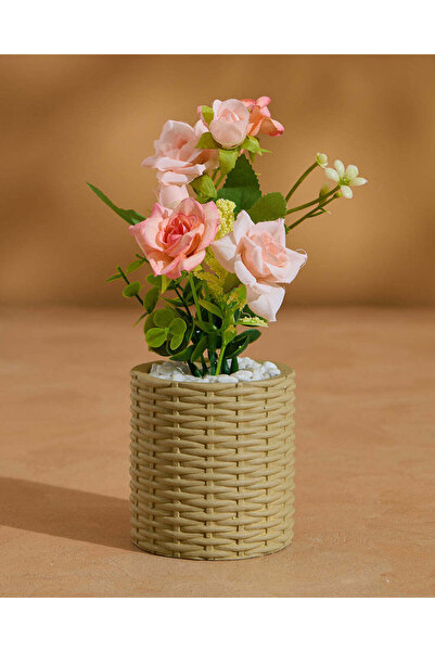 REDTAG وردة صناعية وردية اللون مع وعاء للزرع