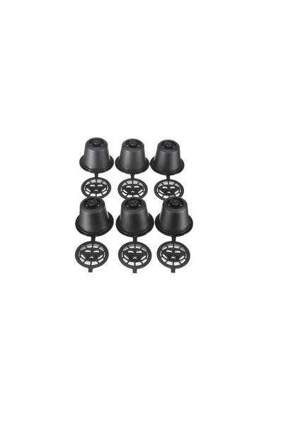 OEM Set 6 capsule reincarcabile model Nespresso, plastic negru