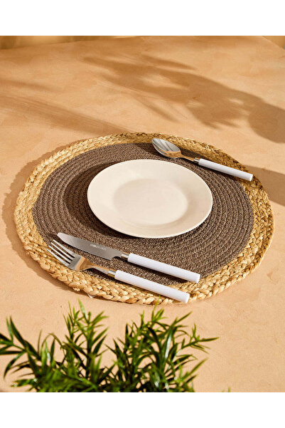 REDTAG Grey Cotton Round Braided Placemat