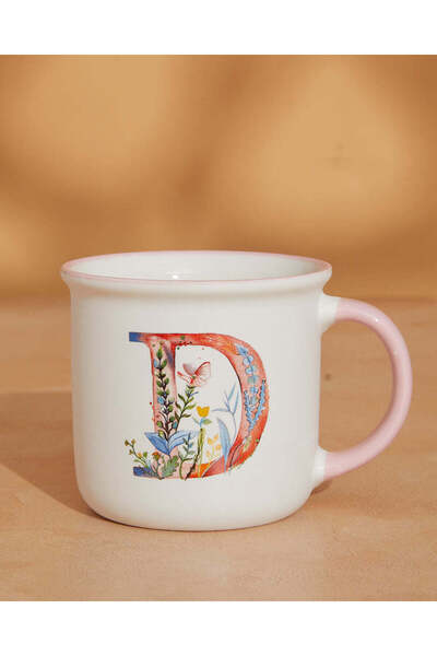 REDTAG كوب الأبجدية الوردي - حرف D (13 أونصة)