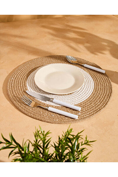 REDTAG Beige Cotton Round Braided Placemat