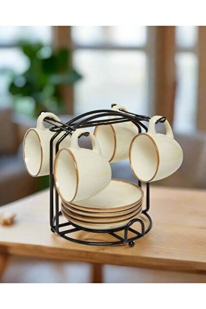 REDTAG طقم قهوة كريمي لامع مع حامل (9 قطع)