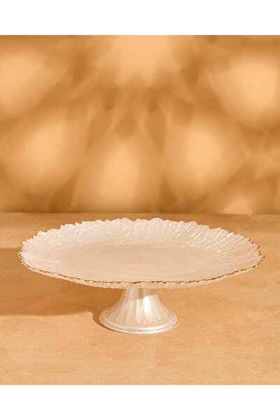 REDTAG White Glass 2 Tier Plate With Gold Rim