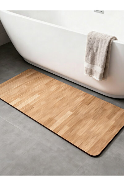 Generic 40*120CM Retro Wooden Bathroom Absorbent Floor Mat Dirt-resistant Eas...