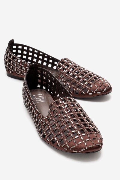 LuviShoes SILVA Smeđe Sa kamenčićima Ženske Baletanke Cipele