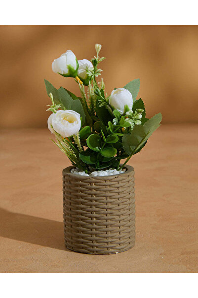 REDTAG وردة بيضاء صناعية مع وعاء للزرع