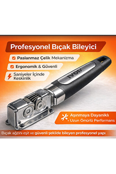Owersea Çift Diskli Paslanmaz Çelik Bıçak Bileyici – Profesyonel El Tipi Ergo...