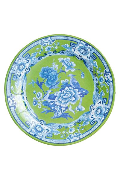 Caspari Green And Blue Plate Dinner Plates - 8 Per Package