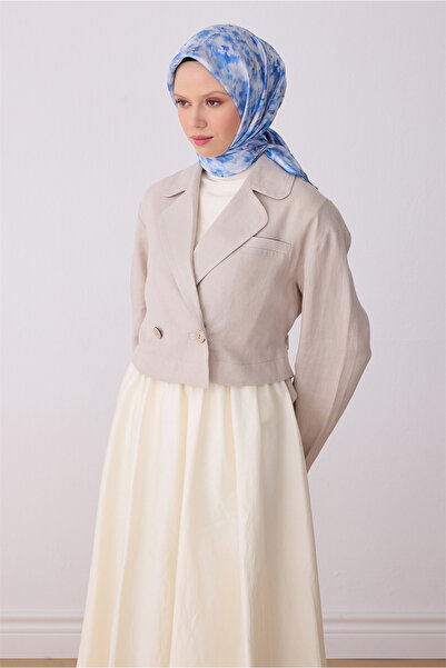 Belli Μπλε Φουλάρι με Σχέδιο Λουλουδιών 100% Μεταξωτό Τουίλ 4319-85